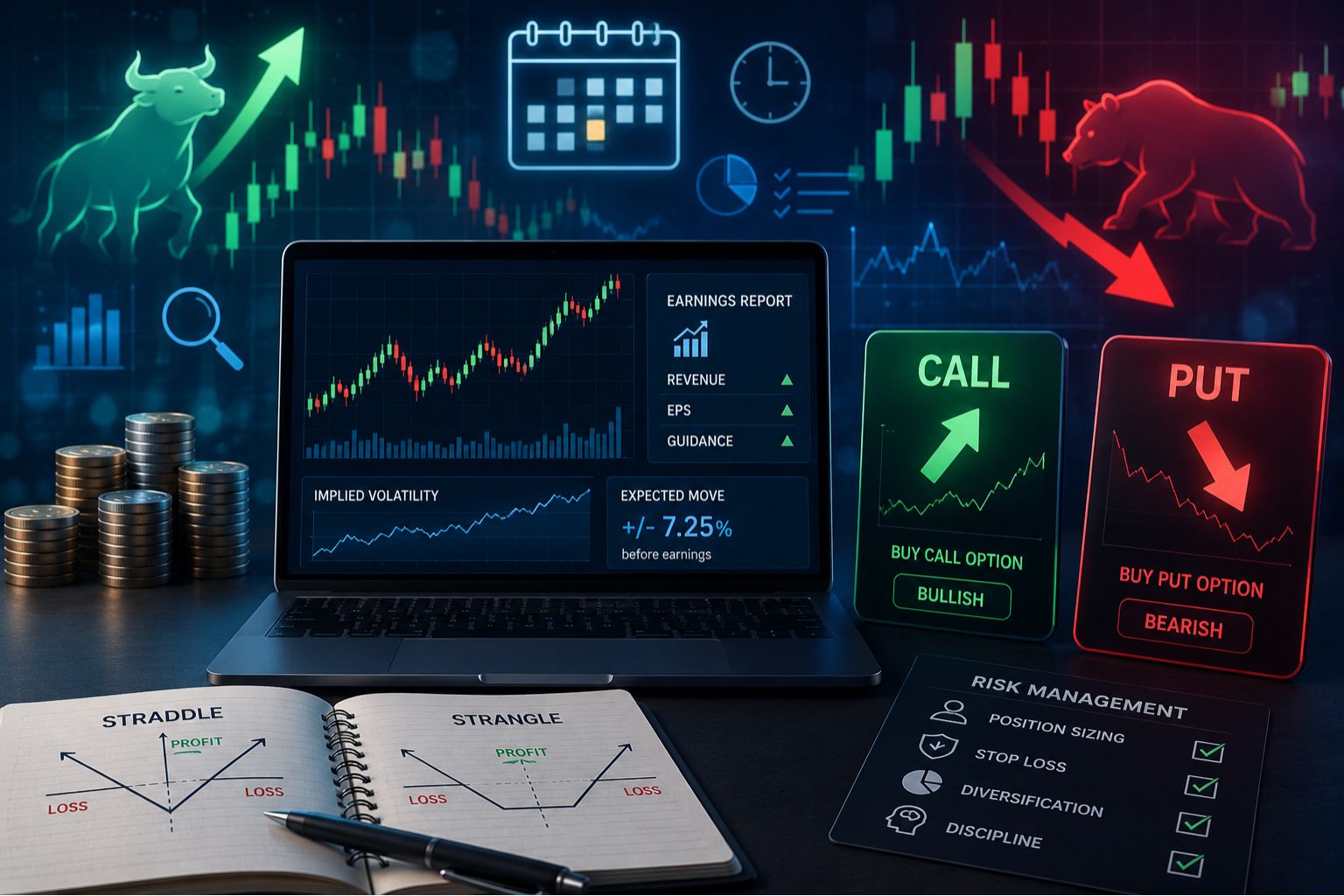 Best way how to trade earnings with options | 9810643381
